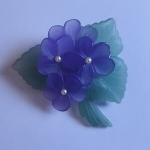 Elegant Vintage  Purple Floral Brooch By Avon